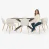 Buy Pack Industrial Wooden Table (200cm) & 8 Bouclé Upholstered Chairs - Bennett White 60576 at MyFaktory